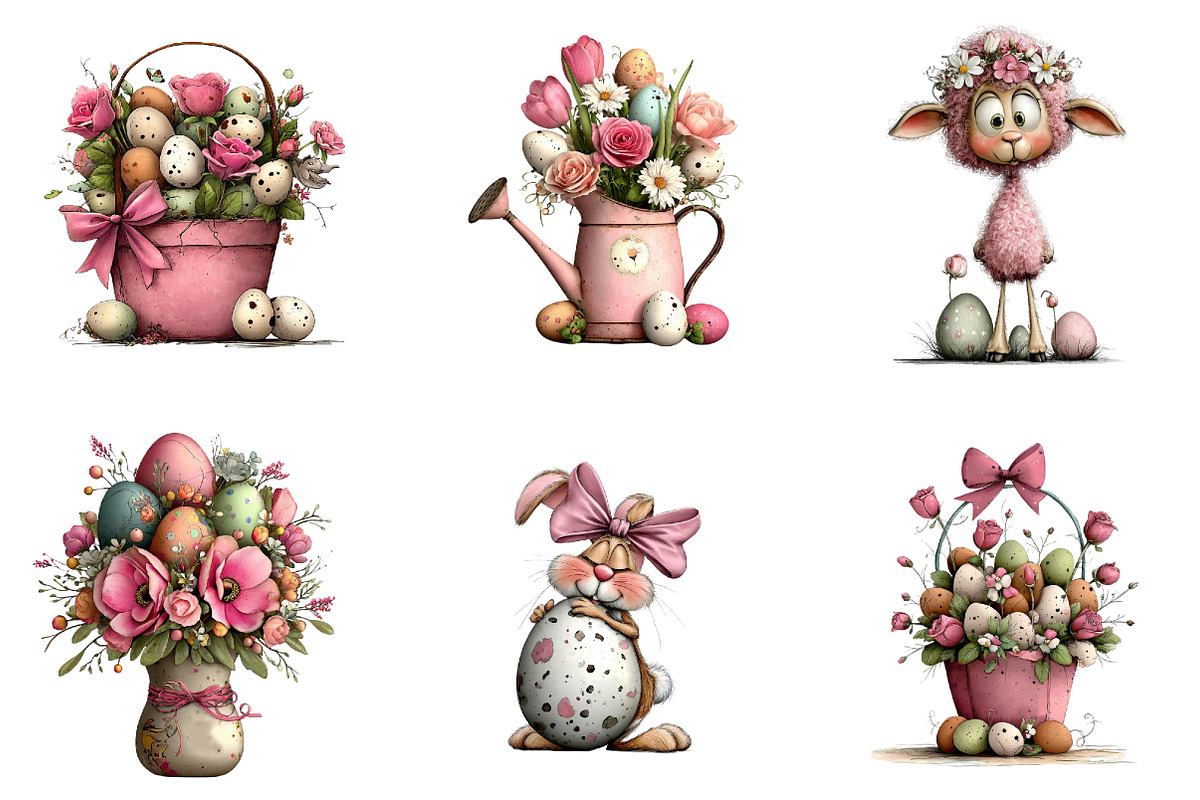 Pink Easter Watercolor Clipart Bundl, an Illustration by Sublimation Artist (Photo 6 of 7)