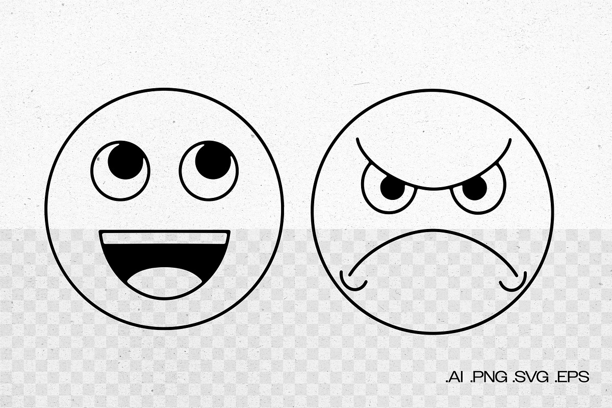 Emoji Faces Line Art, an Emoji Icon by Tekuni (Photo 3 of 9)
