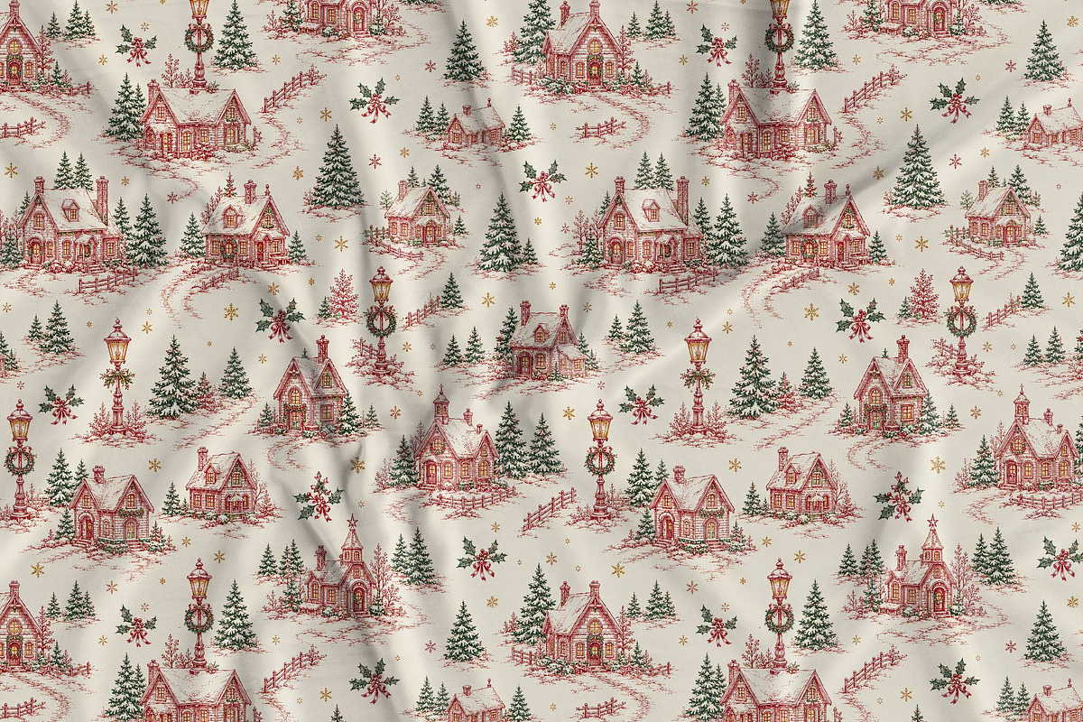 Vintage Holiday Toile Pattern Bundle, a Pattern Graphic by Olya Creative (Photo 26 of 31)