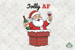 Jolly AF Santa Claus, an Illustration by Craft Nest