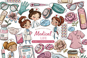 Watercolor Medical Clipart Bundle, an Illustration by MockupWizard (Thumbnail 1 of 5)