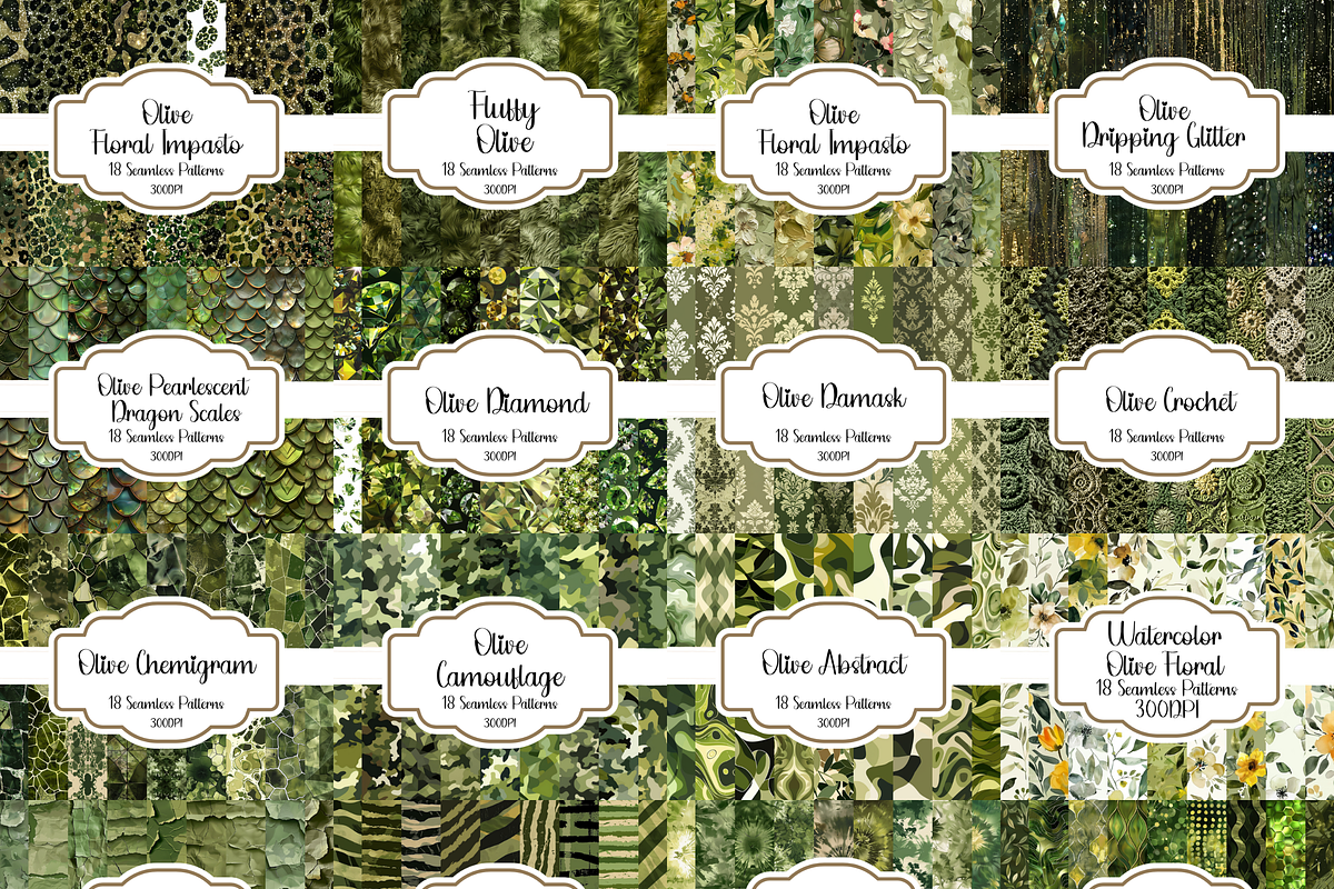 500 Olive Seamless Pattern Bundle, a Pattern Graphic by PrintablesByFranklyn (Photo 3 of 4)