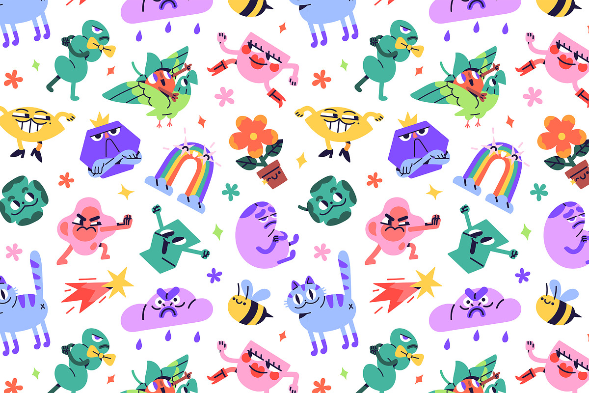 Funny doodle icons set, backgrounds, an Object Illustration by PaperTrident (Photo 10 of 10)