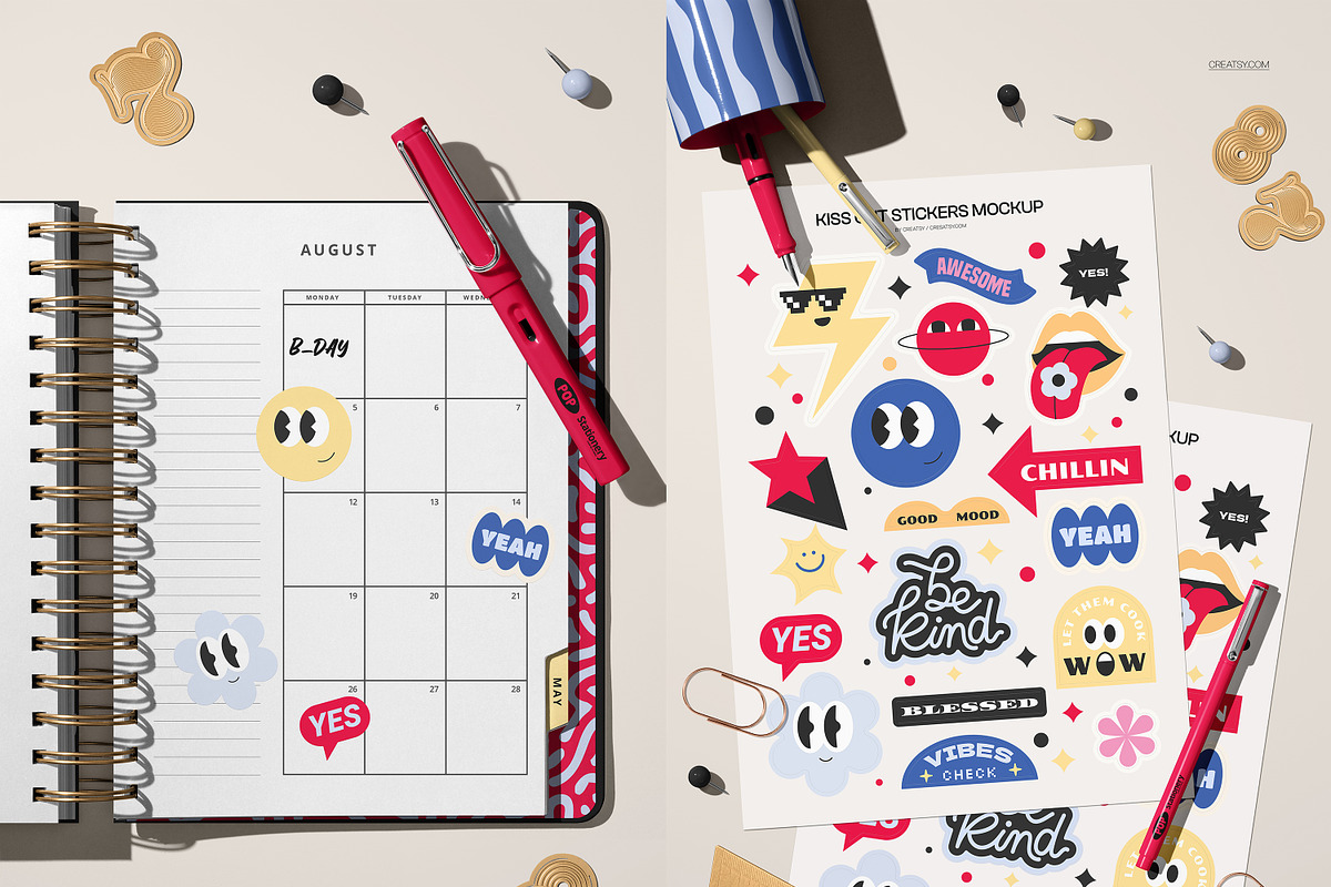 Kiss Cut Stickers Mockup Set, a Merchandise Mockup by creatsy5 (Photo 7 of 10)