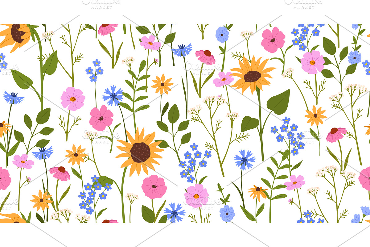 Spring flower seamless pattern, an Object Illustration by winwin.art