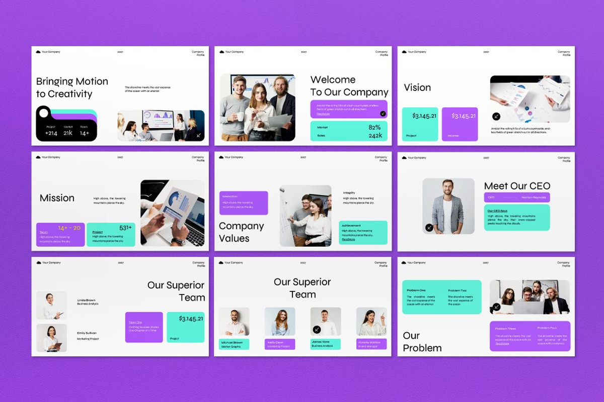 White Purple Company Profile PPT, a Presentation Template by graphicook (Photo 2 of 5)