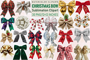 Watercolor Christmas Bow Clipart Bun, an Illustration by SVGArt (Thumbnail 1 of 8)