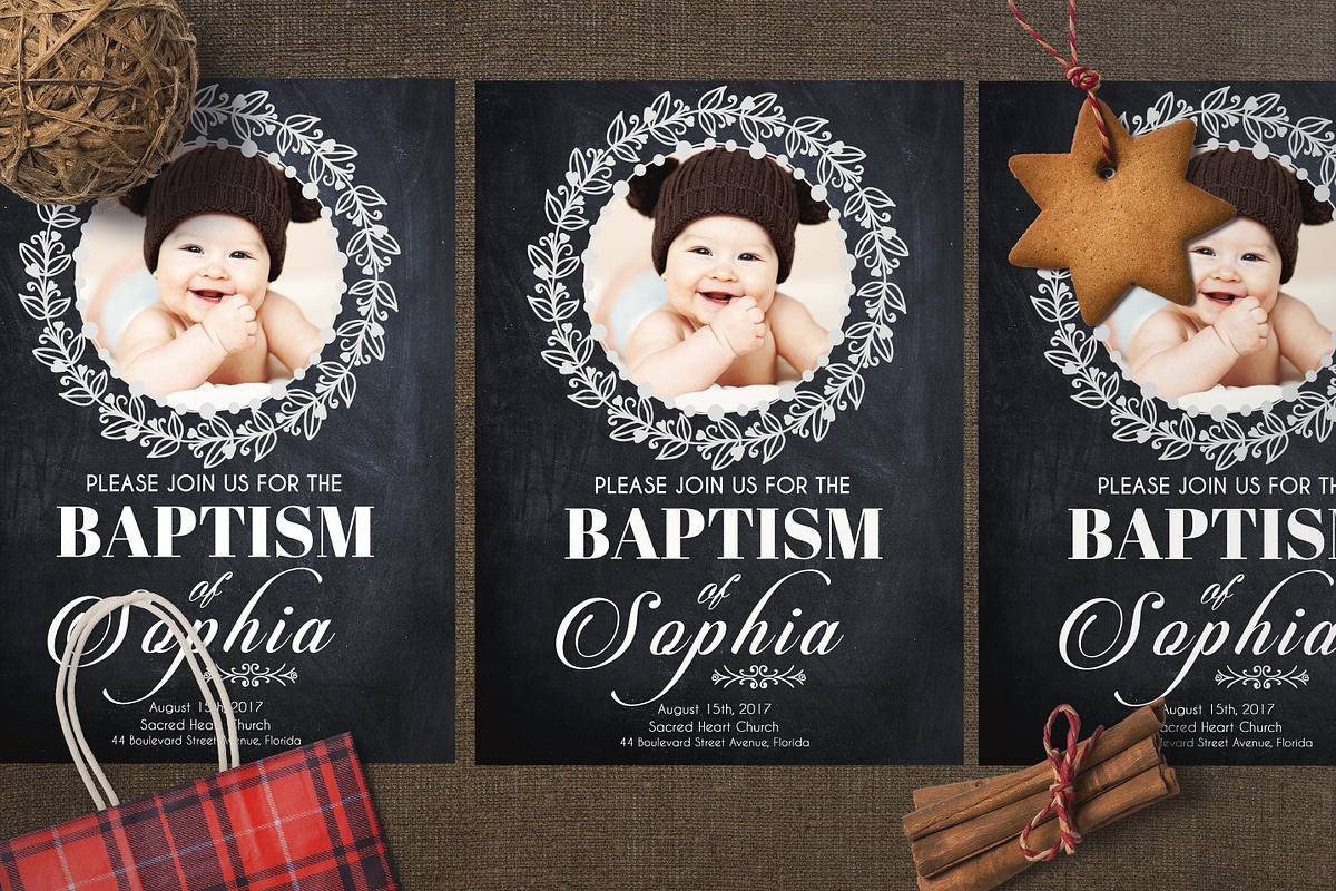 Chalkline Baptism Shower Invitation, an Invitation Template by Design Addict