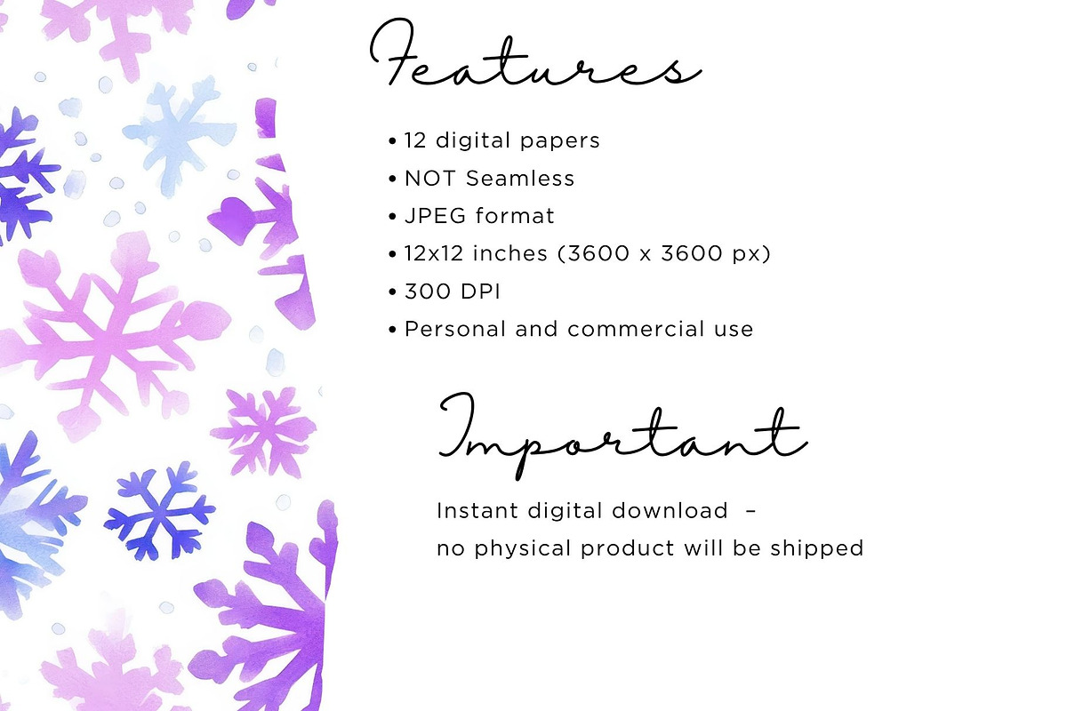 Watercolor Snowflakes Seamless, an Illustration by Mashimara (Photo 3 of 4)