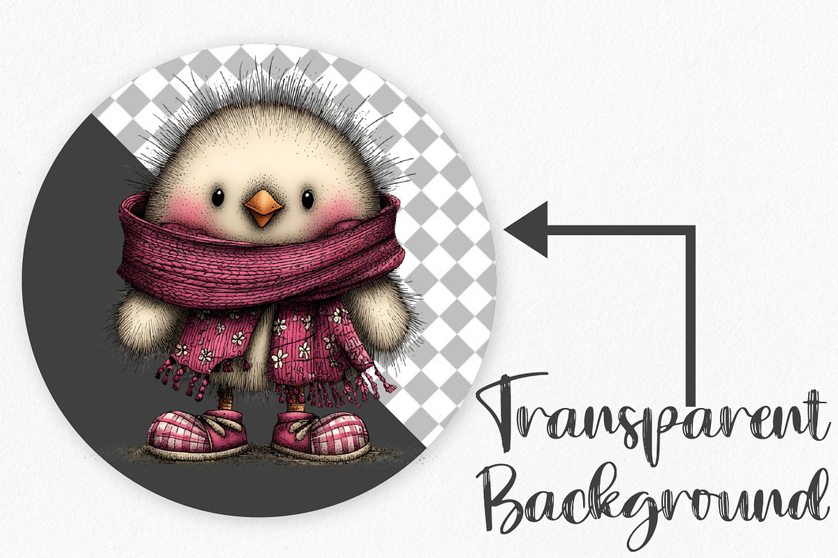 Whimsical Christmas Chick Clipart, an Illustration by Canvas Craft (Photo 2 of 7)