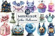 Pastel Gothic Halloween Clipart, an Illustration by Craft Nest (Thumbnail 1 of 6)