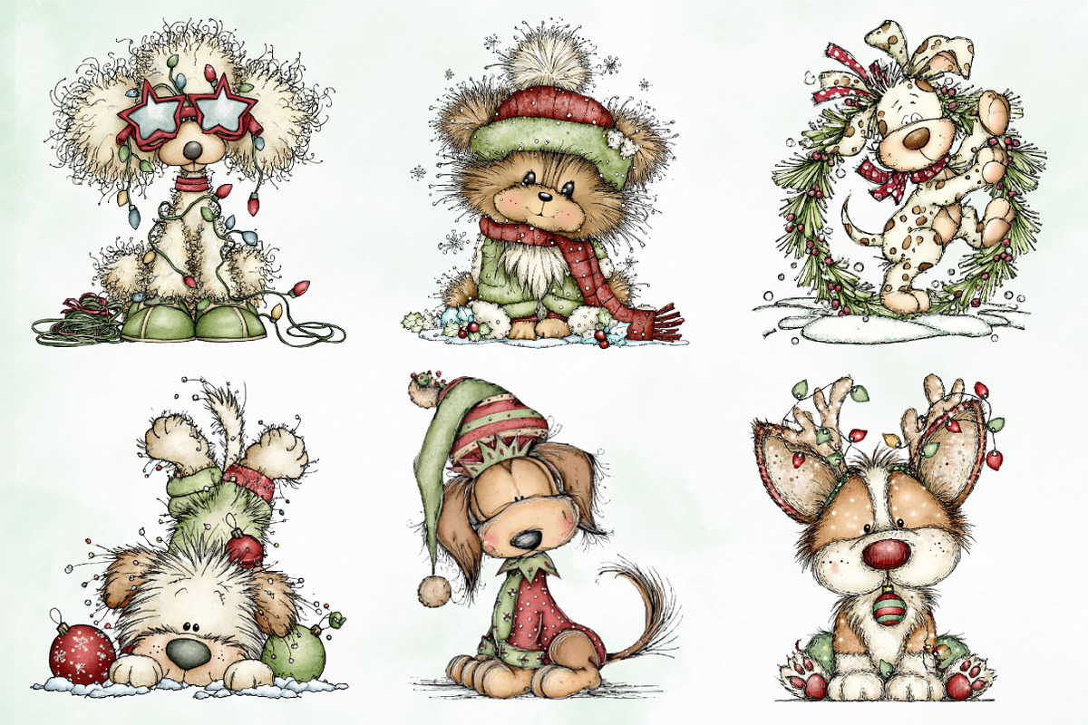 Whimsical Christmas Fluffy Dogs PNG, an Illustration by Creative Art (Photo 5 of 11)
