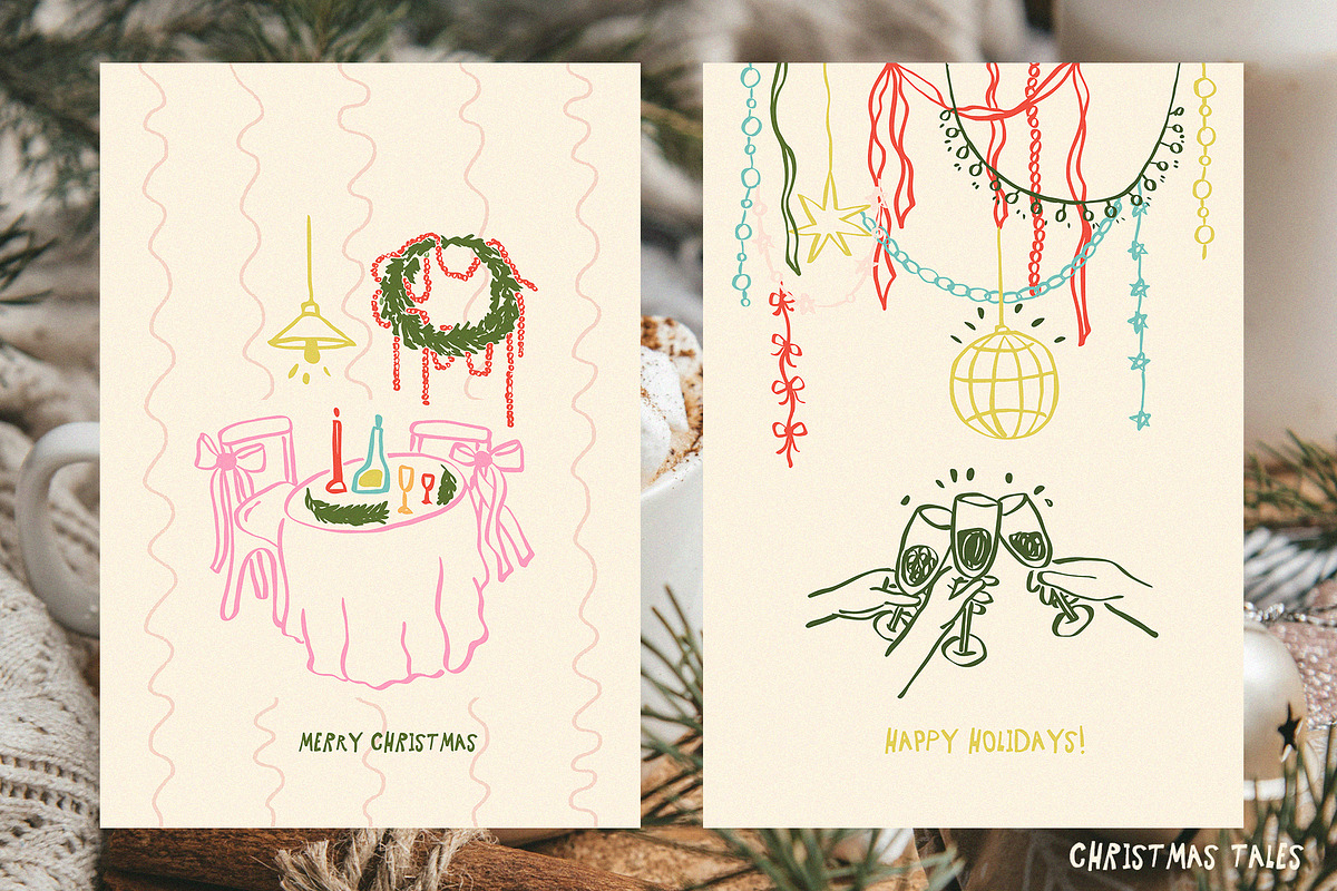 Whimsical Christmas hand drawn set, a Seasonal Illustration by Madiwaso (Photo 2 of 12)