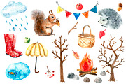Watercolor autumn clipart., an Animal Illustration by Vikeriya (Thumbnail 2 of 5)