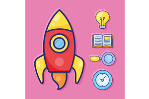 five learning education icons, an Object Illustration by studiogstock