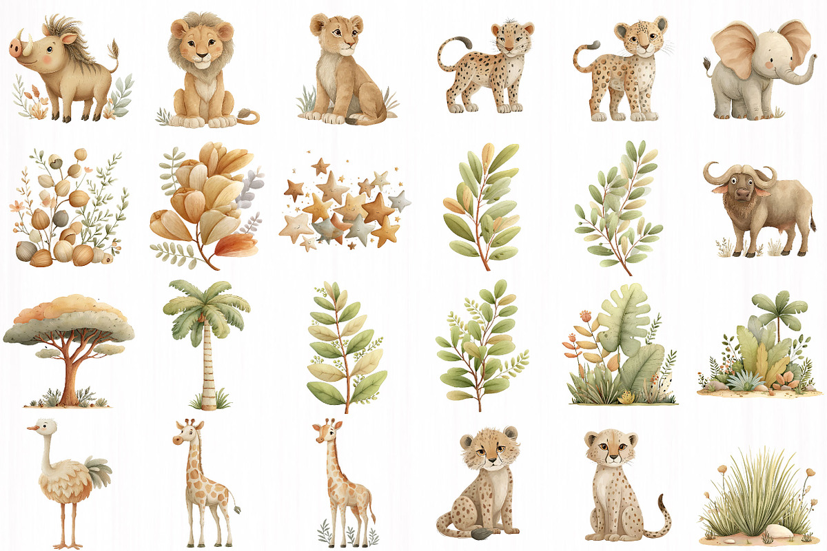 Safari Friends Animals collection, an Illustration by DreamCafeArt (Photo 2 of 10)