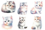 Watercolor Cat clipart, an Illustration by Designworld (Thumbnail 2 of 6)