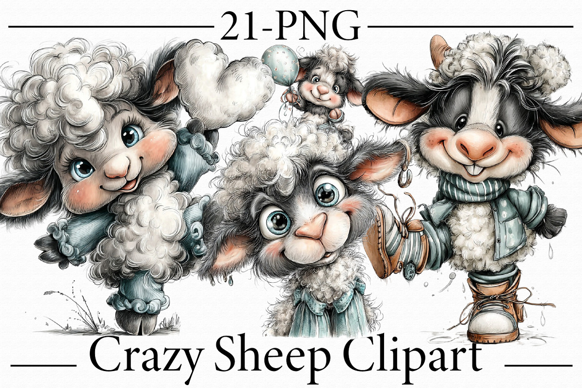 Crazy Sheep Clipart, an Animal Illustration by Libby Wishes (Photo 1 of 3)