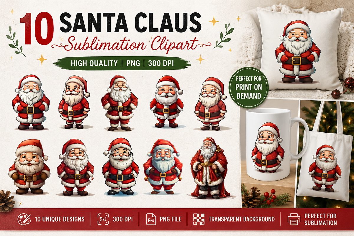 Santa Claus Sublimation Clipart, a Person Illustration by S Graphic Studio (Photo 1 of 3)