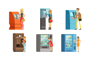 People Characters Using Vending, a Person Illustration by TopVectors