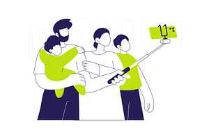 Selfie stick abstract concept vector, a Technology Illustration by Visual Generation