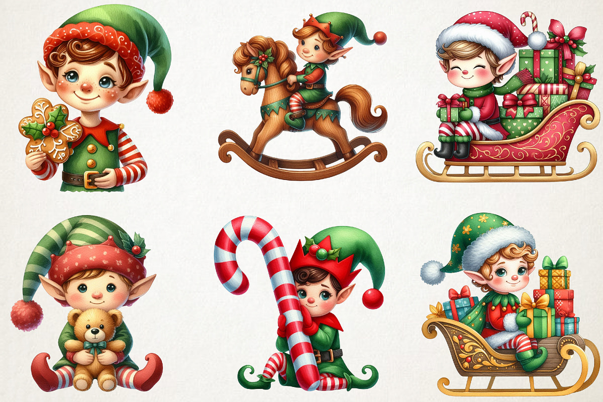 Santa's Adorable Little Helpers Png, an Illustration by RobertsArt (Photo 7 of 7)