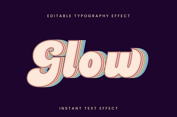 Retro Glow 3D Rainbow Text Effect preview 3