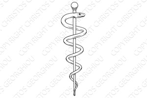 Rod Of Asclepius Doctor Caduceus, a Healthcare Illustration by Christos Georghiou