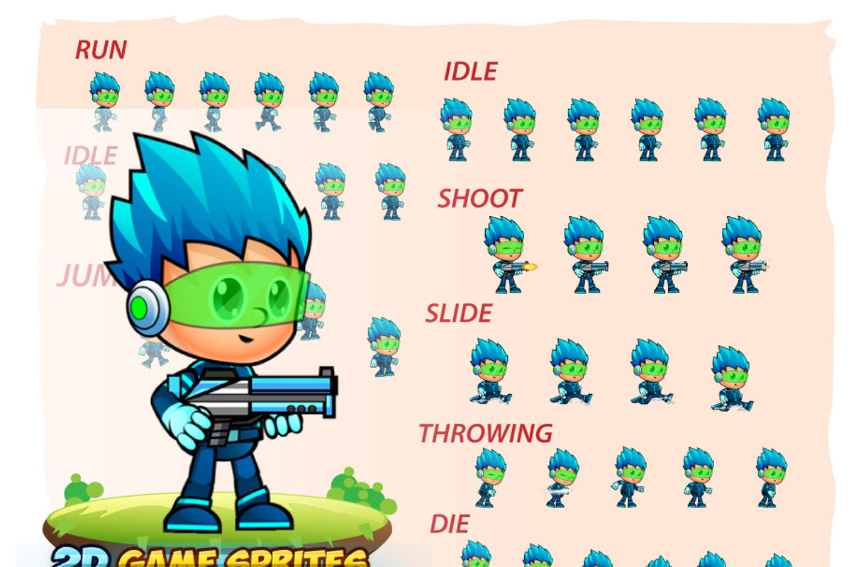 SpaceBoy 1000 2D Game Character Spri, an Illustration by DionArtworks (Photo 2 of 3)