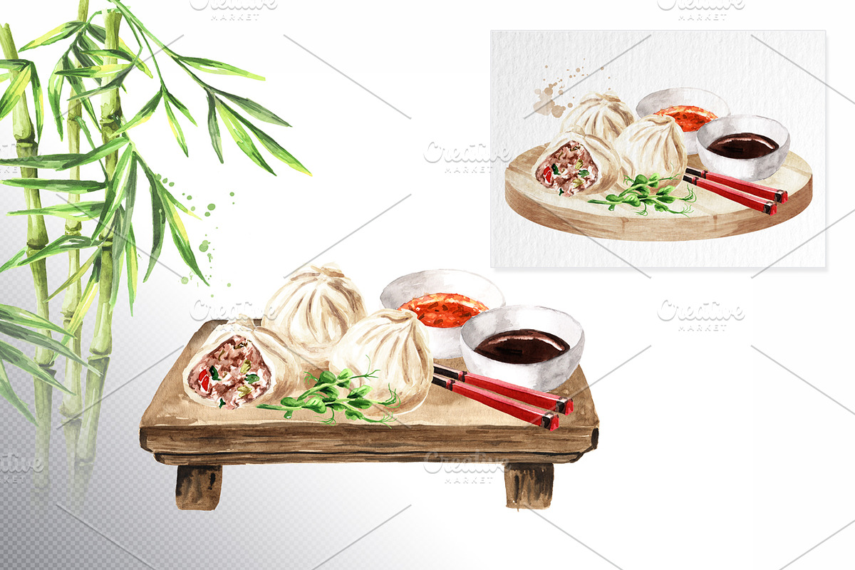 Dim Sum. Chinese dumplings, a Food Illustration by Daria Ustiugova (Photo 3 of 6)