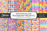 Watercolor Rainbow Hearts, a Pattern Graphic by Skritch Studio (Thumbnail 2 of 8)