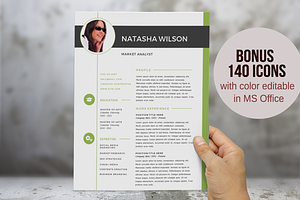 2 In 1 Olive Green Photo Word Resume