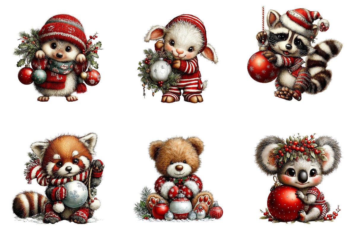 Christmas Animals Clipart, a Seasonal Illustration by CreationArt (Photo 5 of 6)