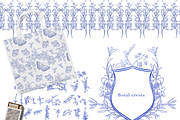 Blue Gardens Chinoiserie set, a Texture Illustration by Patishop Art (Thumbnail 3 of 11)