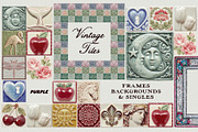 Vintage Tiles: Frames, Backgrounds, an Object Graphic by Purple (Thumbnail 1 of 12)