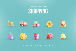 Shopping 3D Icons Pack