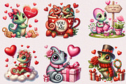 Valentine Cute Chameleon Clipart, a Seasonal Illustration by Craft Nest (Thumbnail 2 of 5)