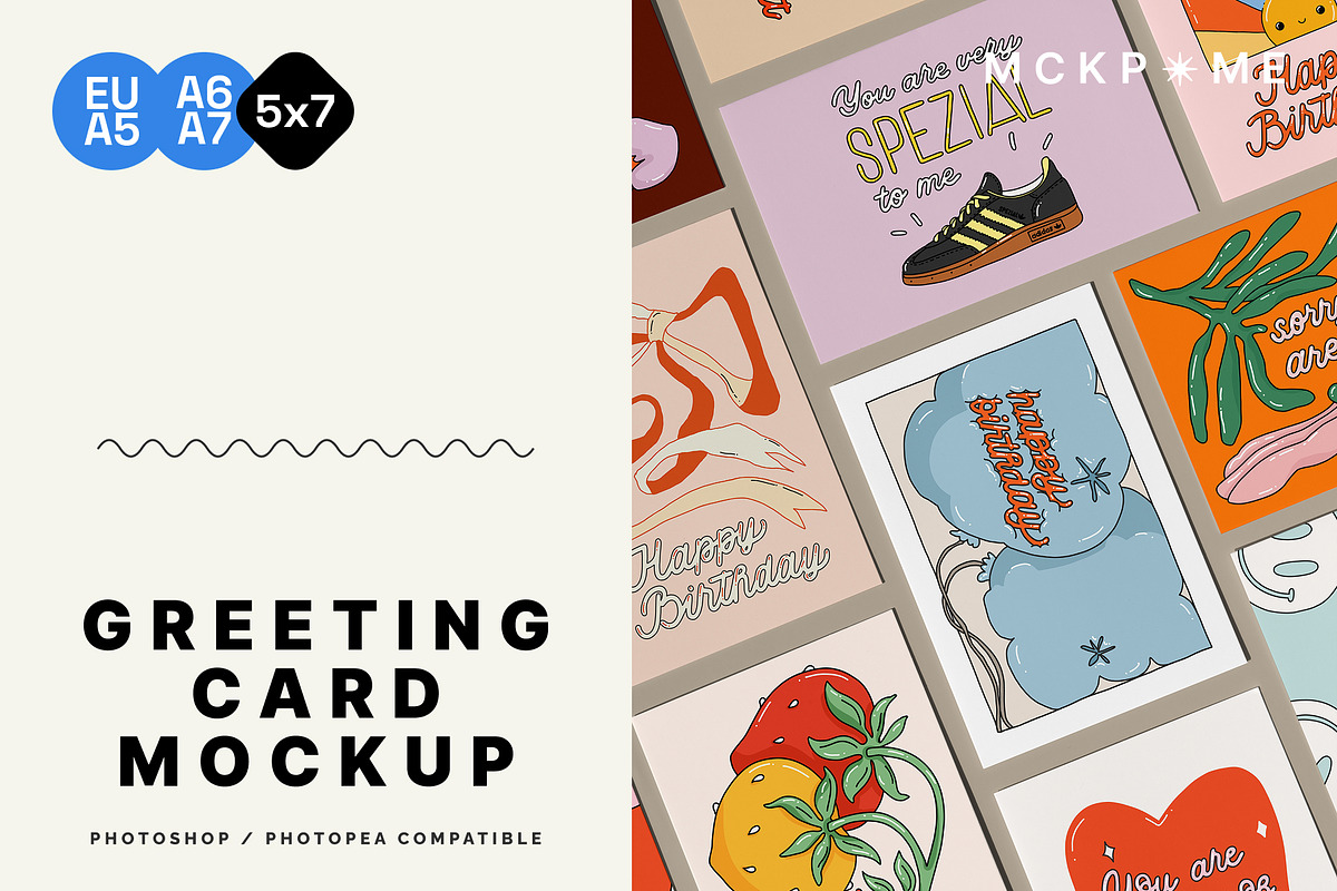 DIN A / 5x7 Greeting cards mockup, a Merchandise Mockup by MCKP*ME (Photo 1 of 5)