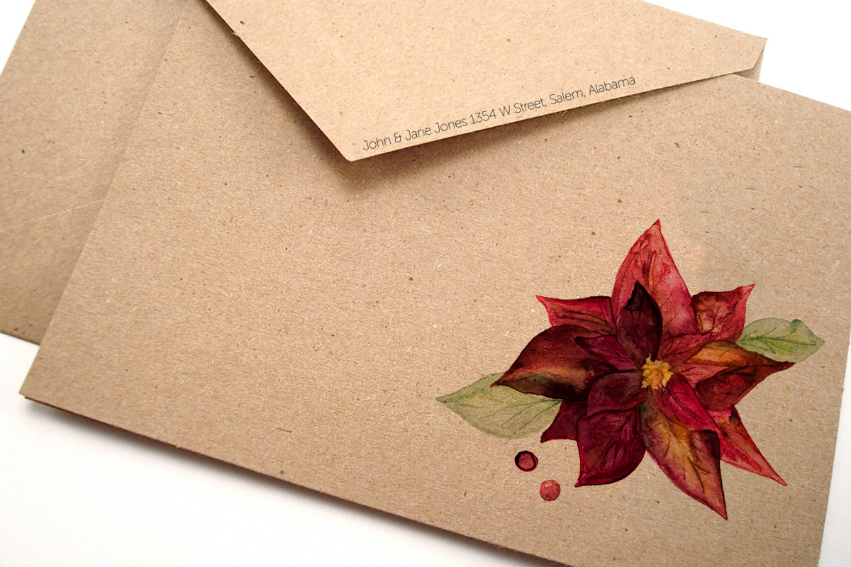 Poinsettia Watercolor Flowers, a Seasonal Illustration by Studio Meraki (Photo 4 of 4)