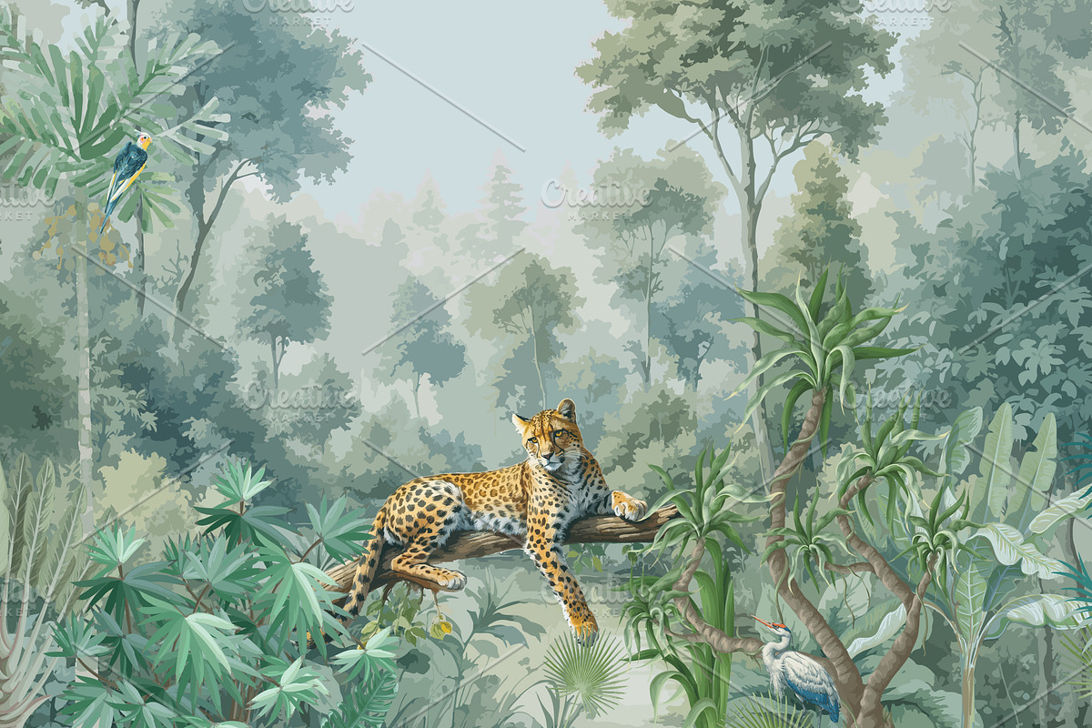 Dark Jungle Cheetah Illustration, an Animal Illustration by Mughal Wallpaper (Photo 2 of 2)
