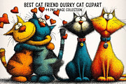 Best Cat Friend, Quirky Cat Clipart, an Illustration by Dream Creation (Thumbnail 1 of 8)