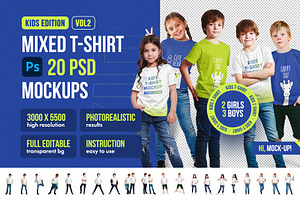 Mixed Kids T Shirt Mockups Vol2