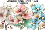 Watercolor Floral Clipart Flower, an Illustration by Daily.Designs (Thumbnail 1 of 8)