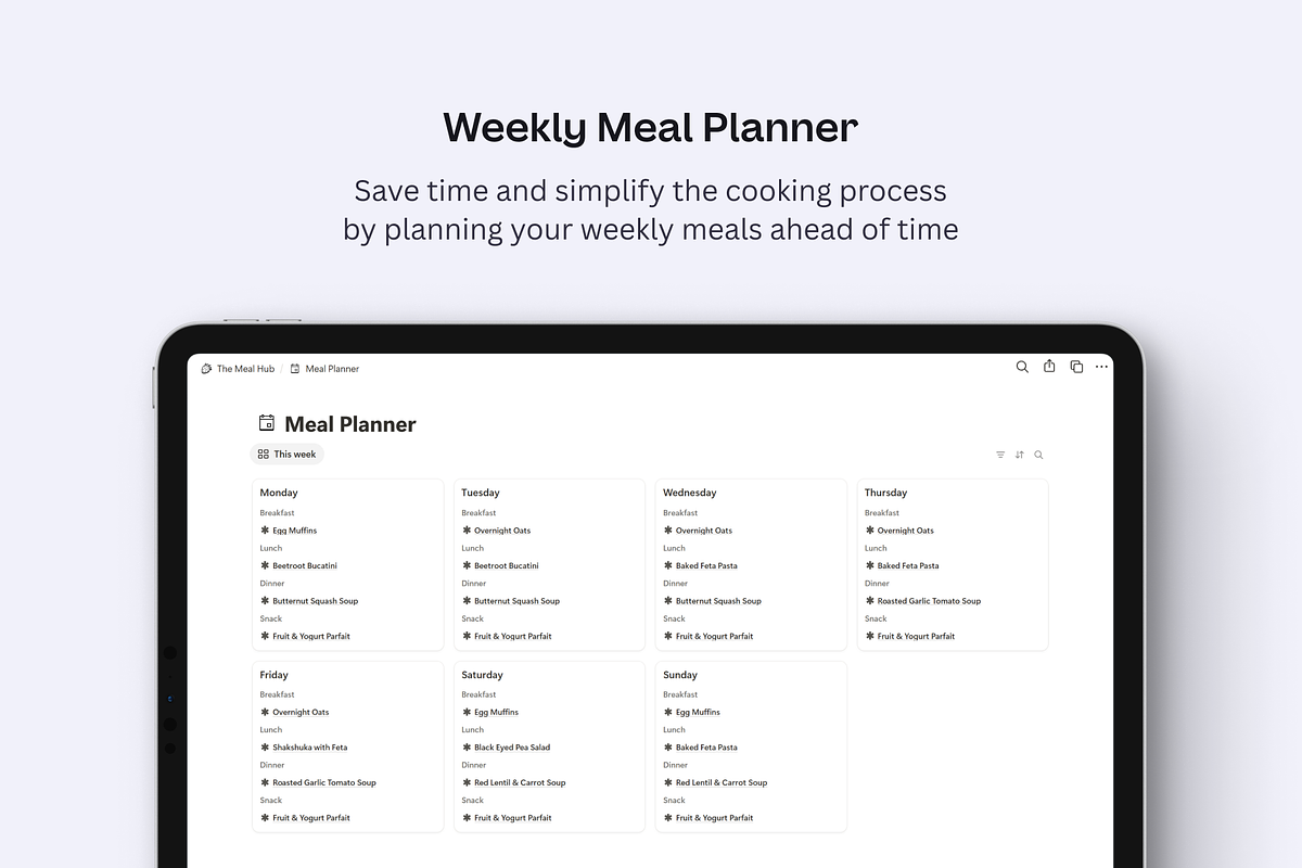 The Meal Hub - Notion Meal Planner, a Templates & Theme by mimu creates (Photo 2 of 5)