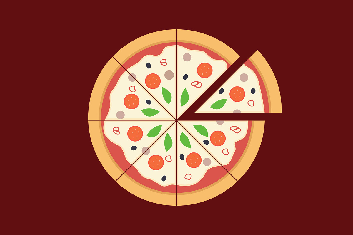 A Delicious Pizza Sliced, a Food Illustration by Saba Vector