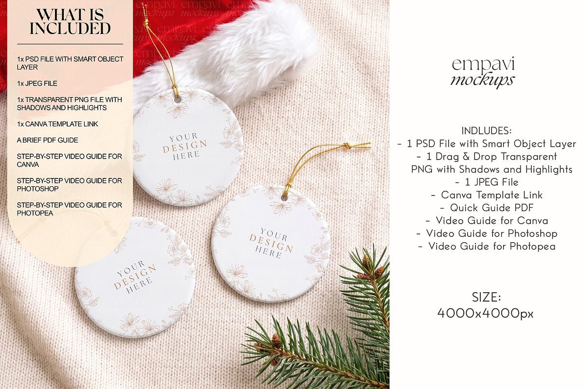 Ornament Mockup Set of 3, a Household Mockup by EmpaviMockups (Photo 2 of 5)