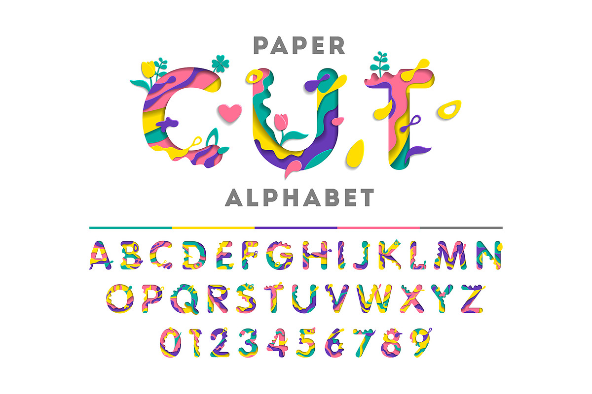 Paper cut Alphabet Font Set, a Graphic by Pro_Vector