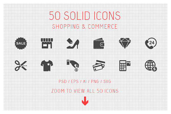 50 Shopping Solid Icons preview 5