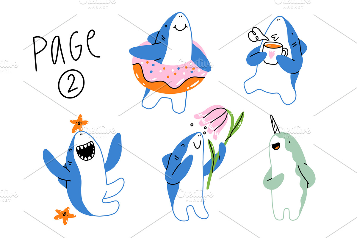 Cute shark cartoon vector mascot, an Animal Illustration by Stolenpencil (Photo 3 of 3)