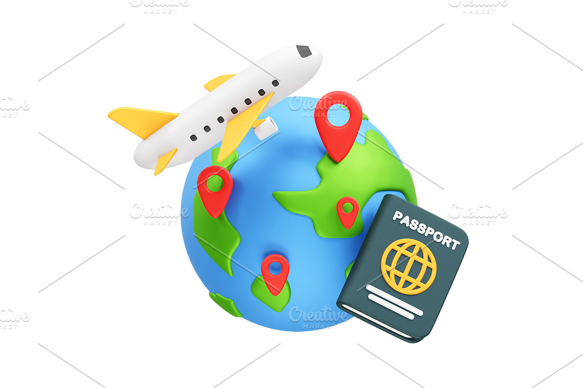 Travel icon 3d illustration, a Transportation Illustration by fahad121